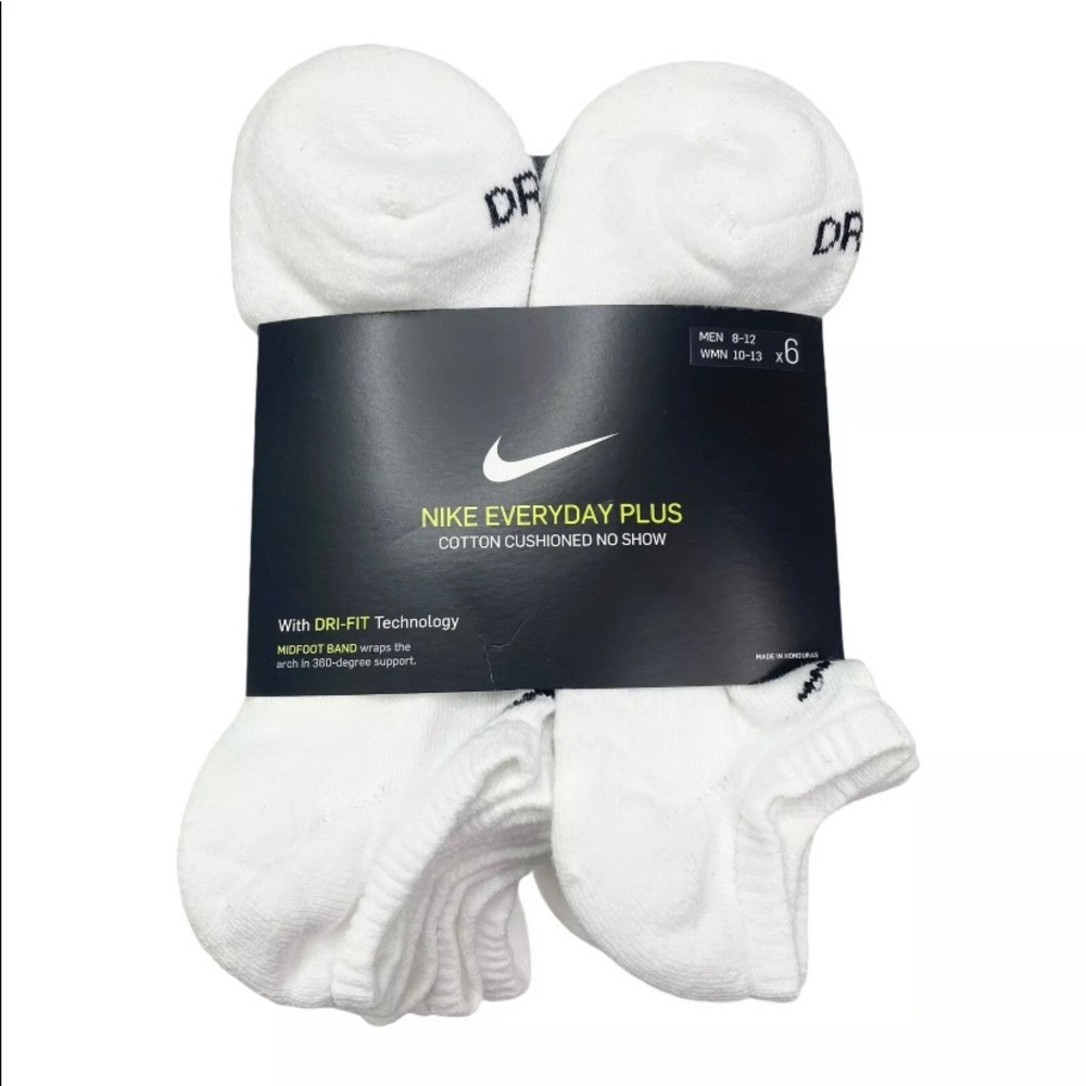 Nike dri-fit everyday plus cotton cushioned no show socks SX6898-100 6 pairs